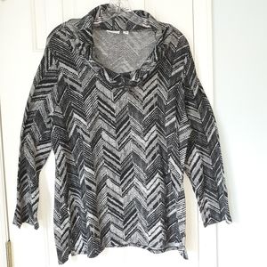 Knit Tunic Top Grey and Black Size Petite XL